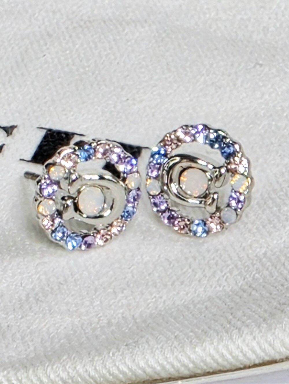 Coach Signature Multicolor Crystal Stud Earrings- NWT - Picture 4 of 4